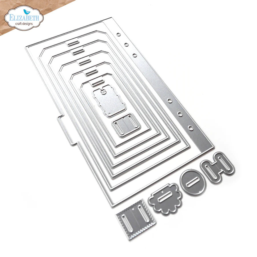 Elizabeth Craft Designs Tab 4 con etiquetas Juego de troqueles de metal 2055
